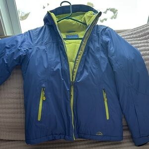 L.L. Bean Kids fleece lined winter jacket in Blue and Lime